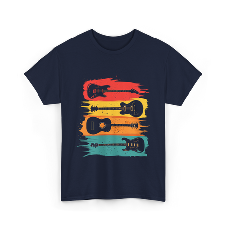 Vintage Guitars Music Guitarist T-Shirt - Navy
