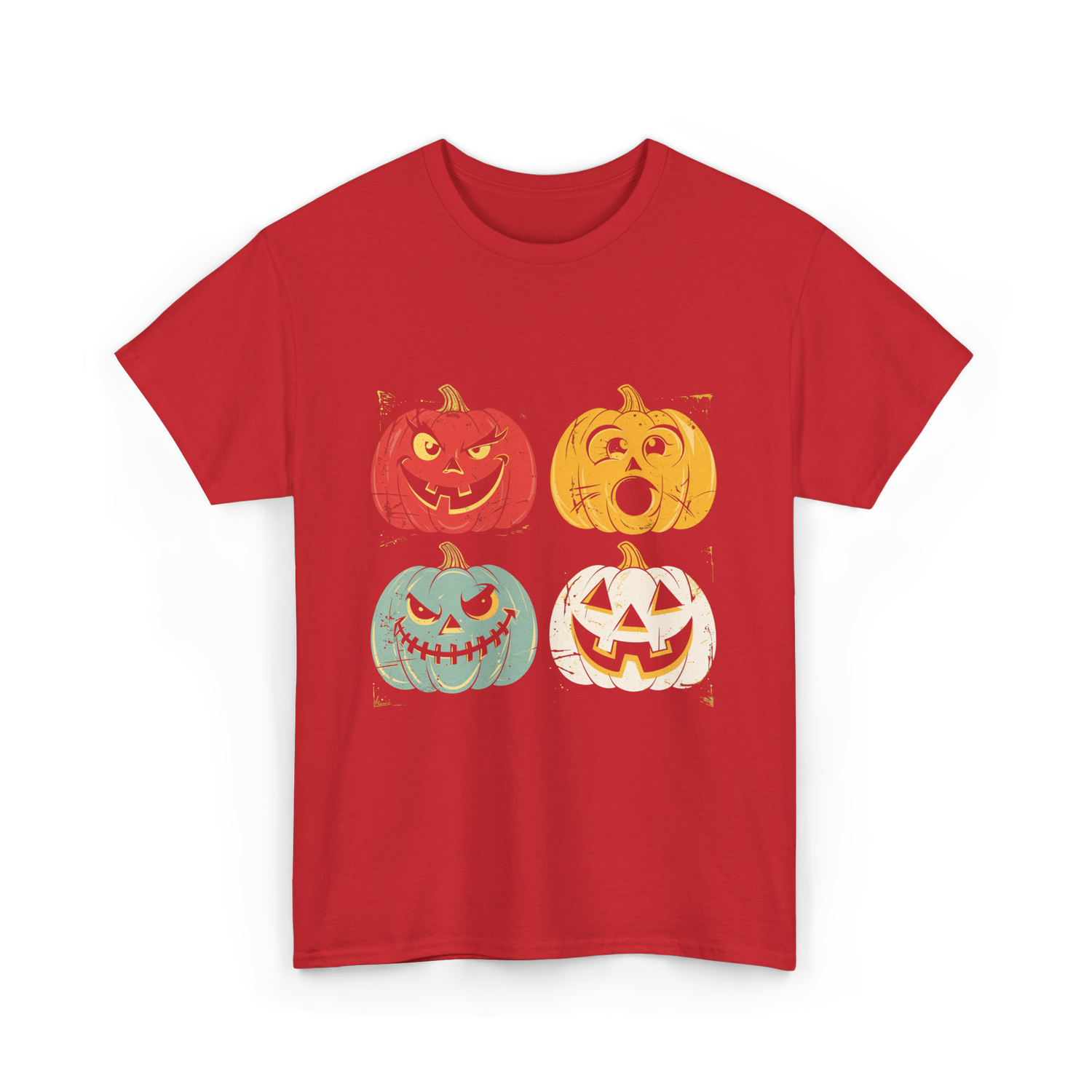 Vintage Halloween Pumpkins Halloween T-Shirt - Red