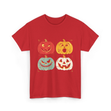 Vintage Halloween Pumpkins Halloween T-Shirt - Red