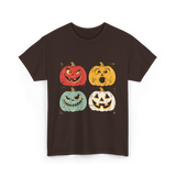 Vintage Halloween Pumpkins Halloween T-Shirt - Dark Chocolate