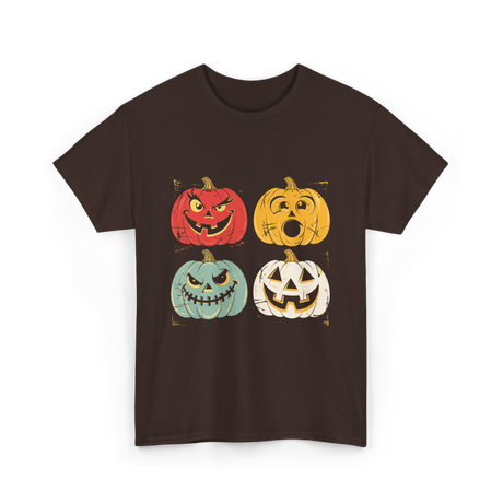 Vintage Halloween Pumpkins Halloween T-Shirt - Dark Chocolate