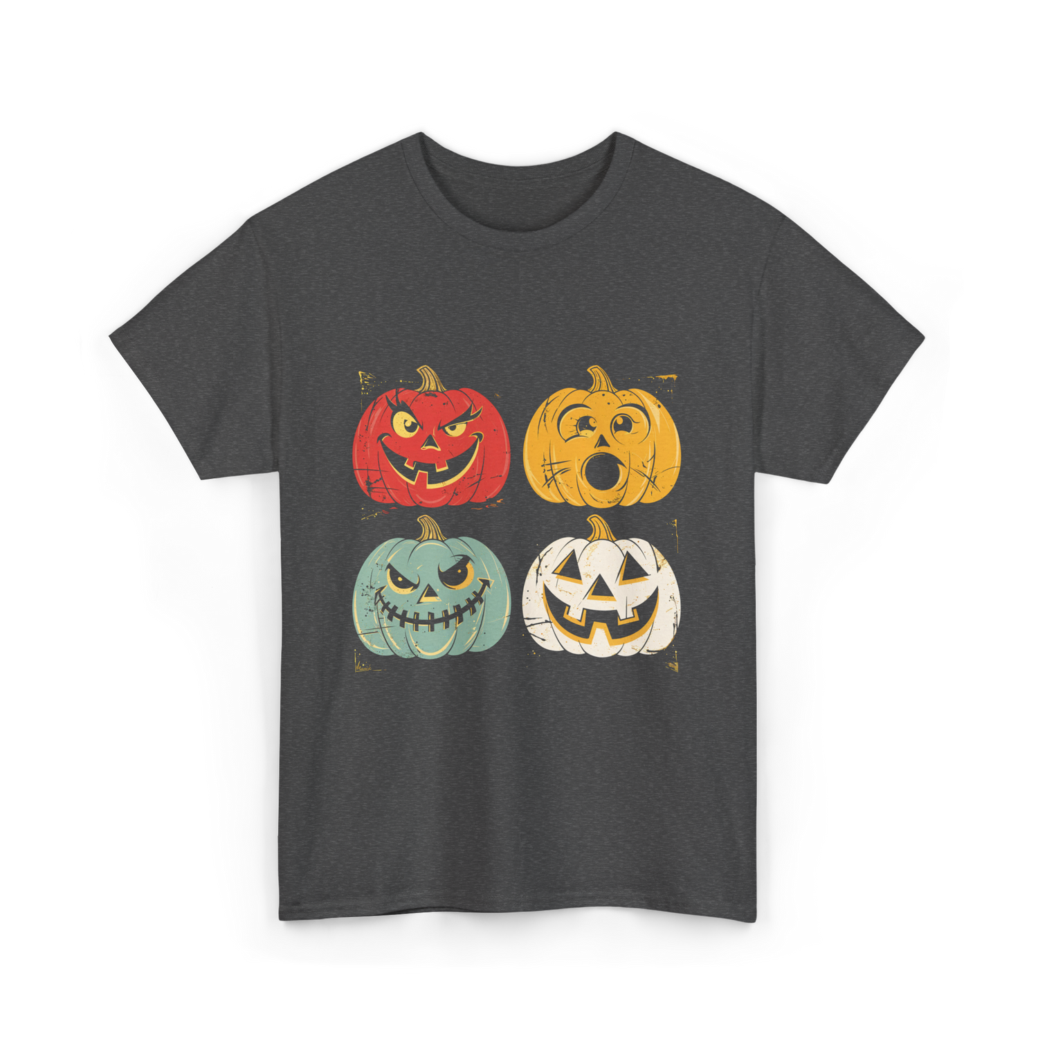 Vintage Halloween Pumpkins Halloween T-Shirt - Dark Heather
