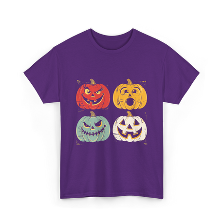 Vintage Halloween Pumpkins Halloween T-Shirt - Purple