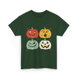 Vintage Halloween Pumpkins Halloween T-Shirt - Forest Green
