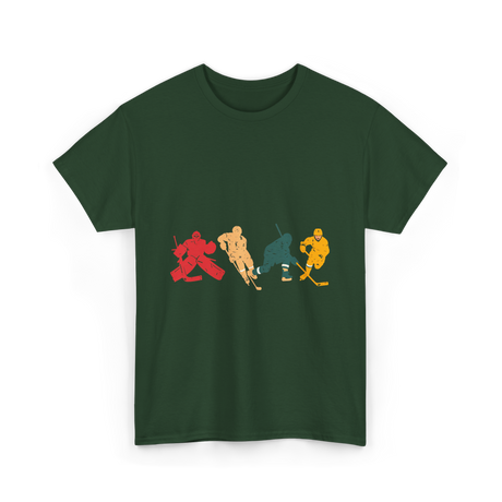 Vintage Ice Hockey Players Hockey T-Shirt - Forest Green