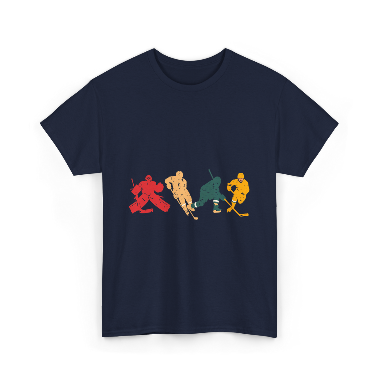 Vintage Ice Hockey Players Hockey T-Shirt - Navy