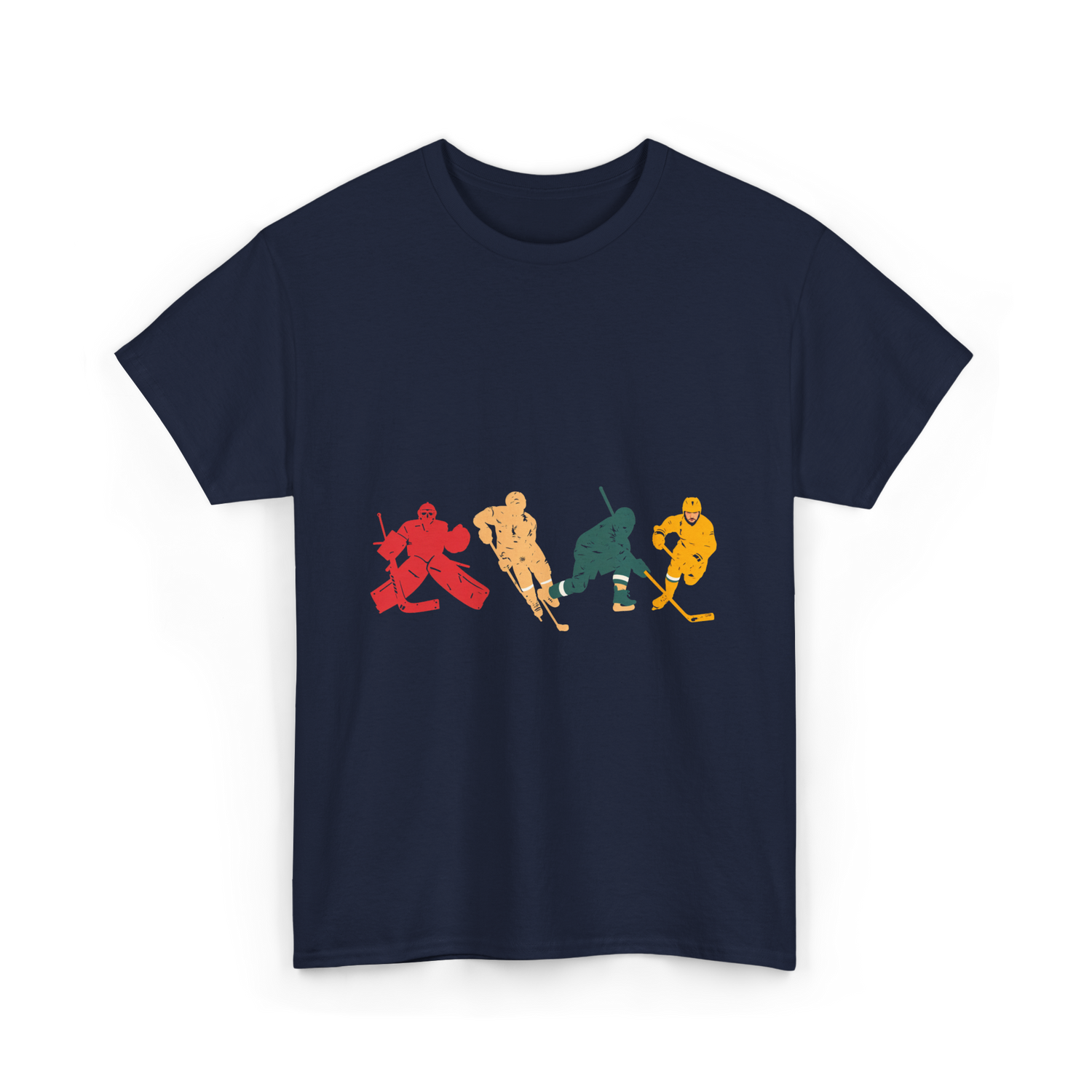 Vintage Ice Hockey Players Hockey T-Shirt - Navy
