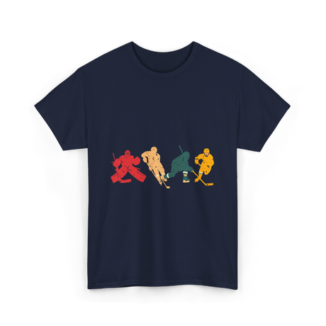 Vintage Ice Hockey Players Hockey T-Shirt - Navy