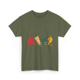 Vintage Ice Hockey Players Hockey T-Shirt - Military Green
