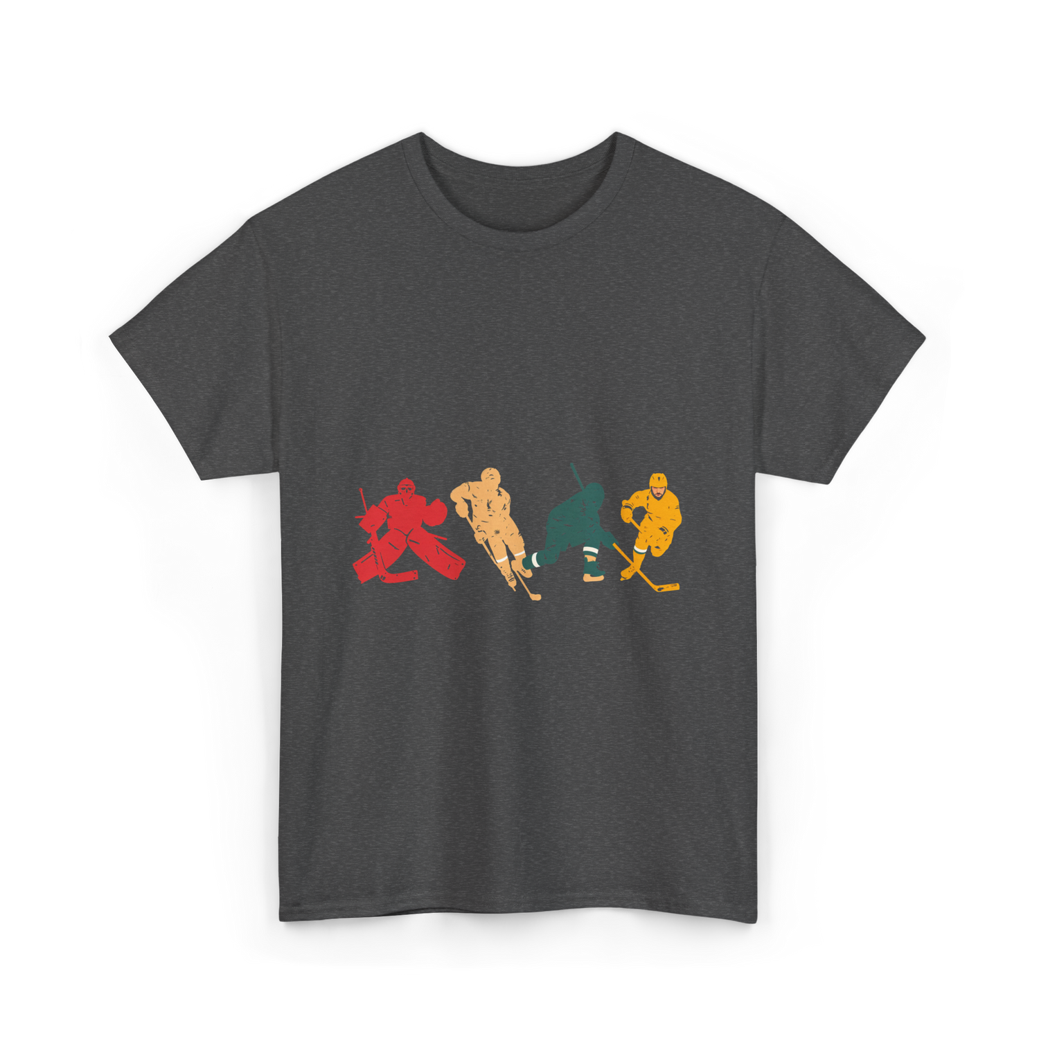 Vintage Ice Hockey Players Hockey T-Shirt - Dark Heather