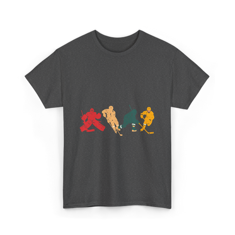 Vintage Ice Hockey Players Hockey T-Shirt - Dark Heather