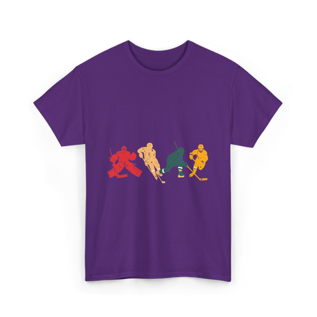 Vintage Ice Hockey Players Hockey T-Shirt - Purple