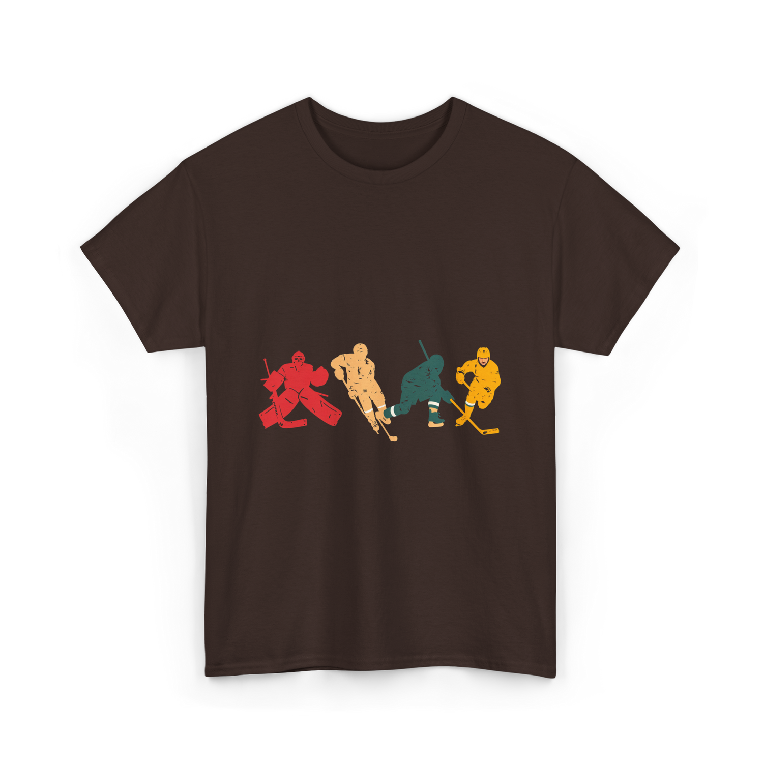 Vintage Ice Hockey Players Hockey T-Shirt - Dark Chocolate