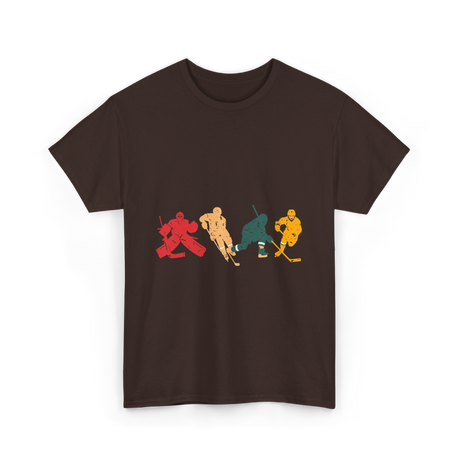 Vintage Ice Hockey Players Hockey T-Shirt - Dark Chocolate