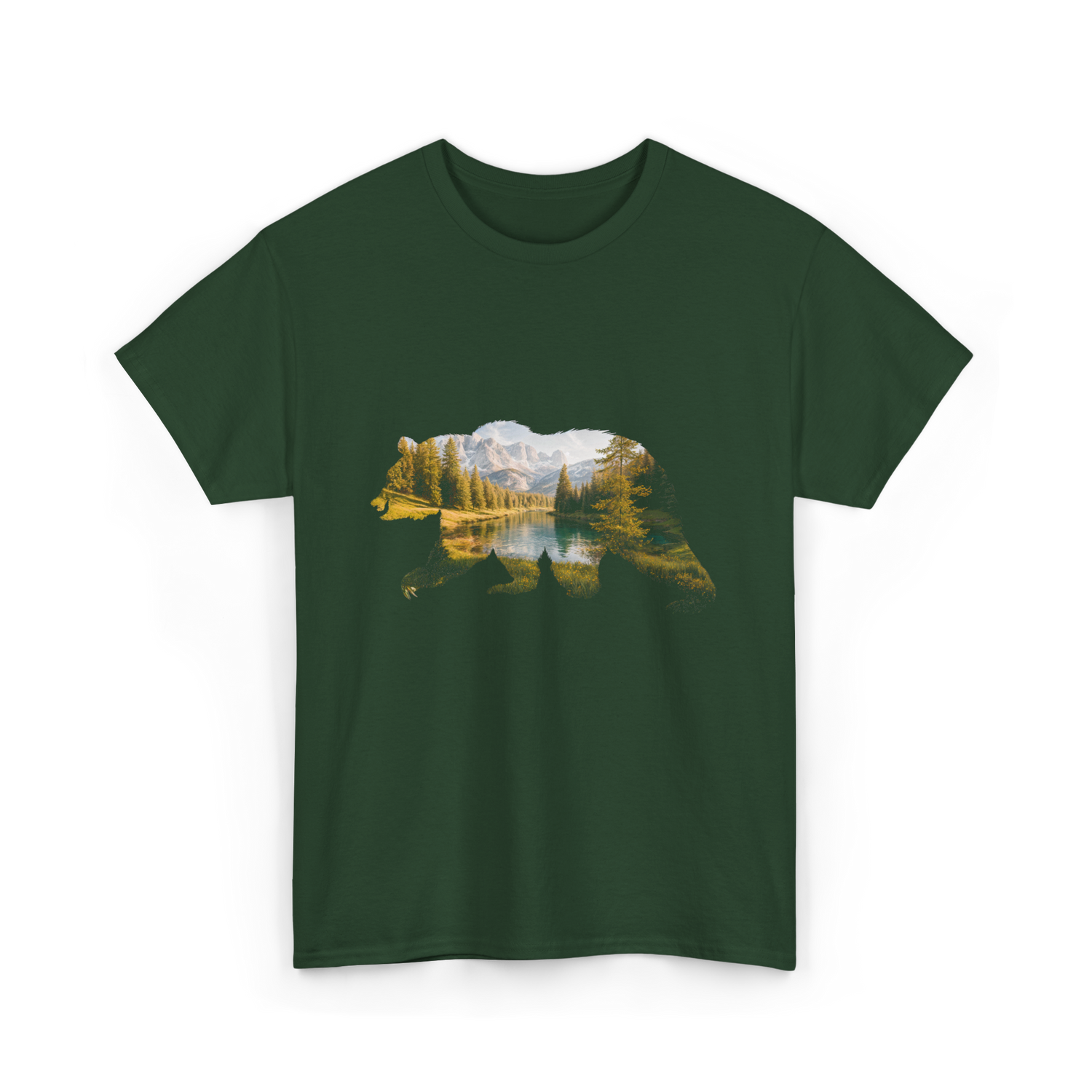 Vintage National Park Bear Wildlife T-Shirt - Forest Green