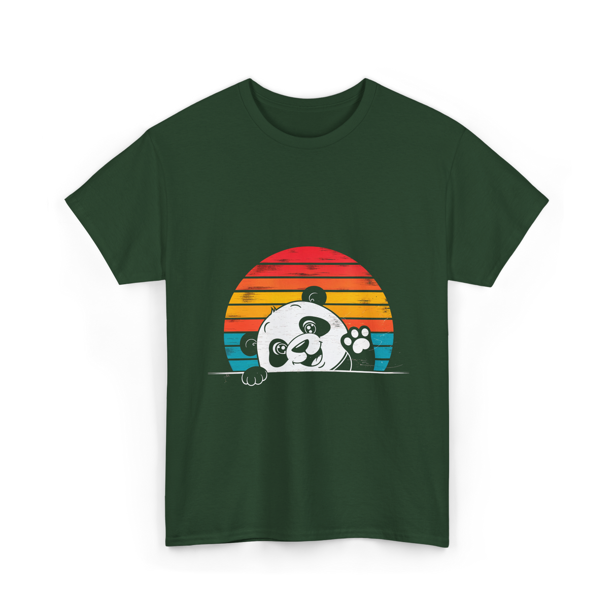 Vintage Panda T-Shirt - Forest Green