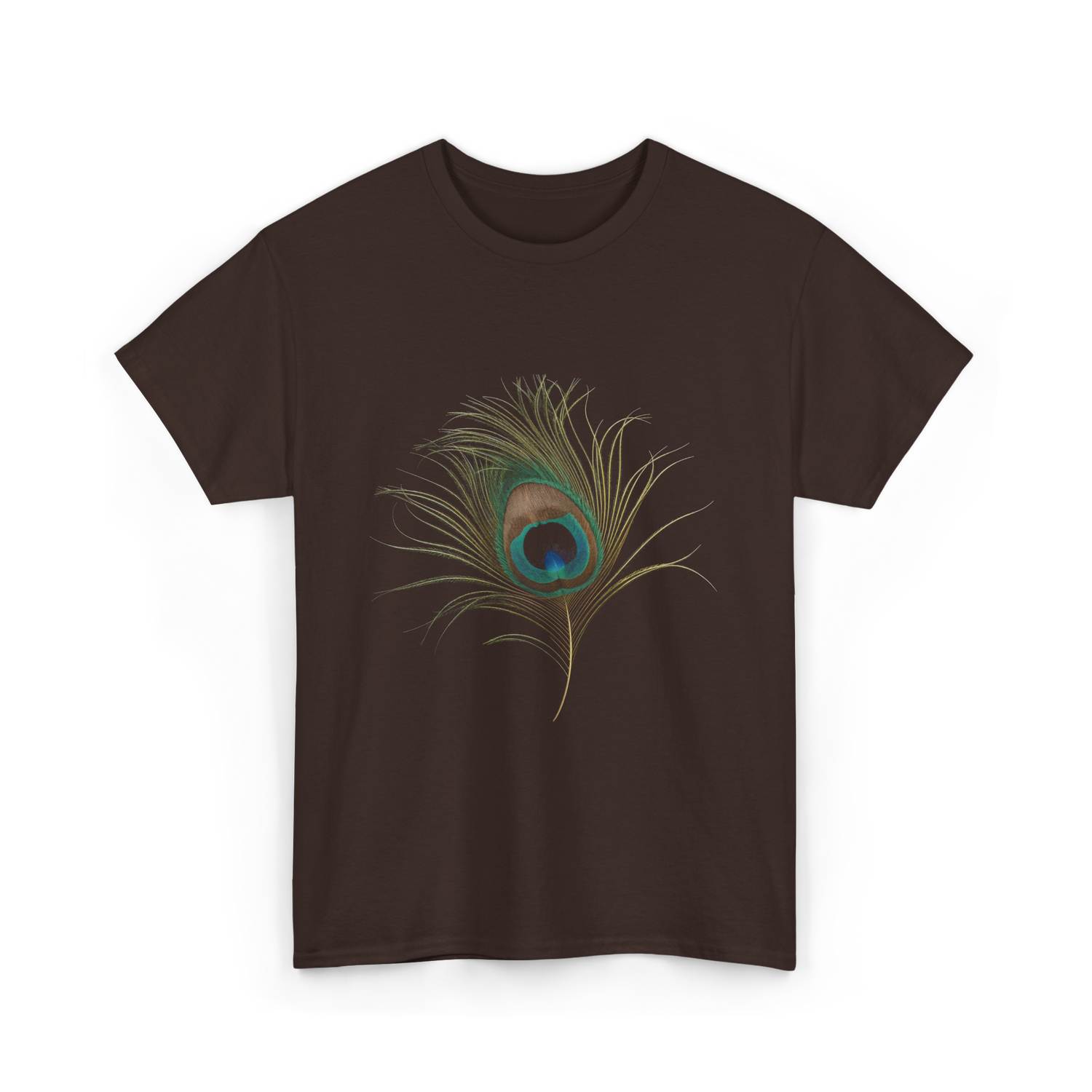 Vintage Peacock Feather Peacock T-Shirt - Dark Chocolate