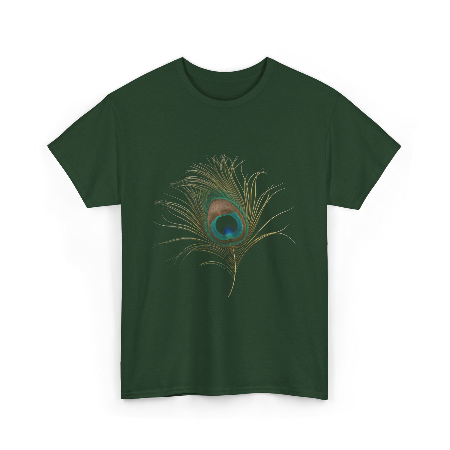 Vintage Peacock Feather Peacock T-Shirt - Forest Green