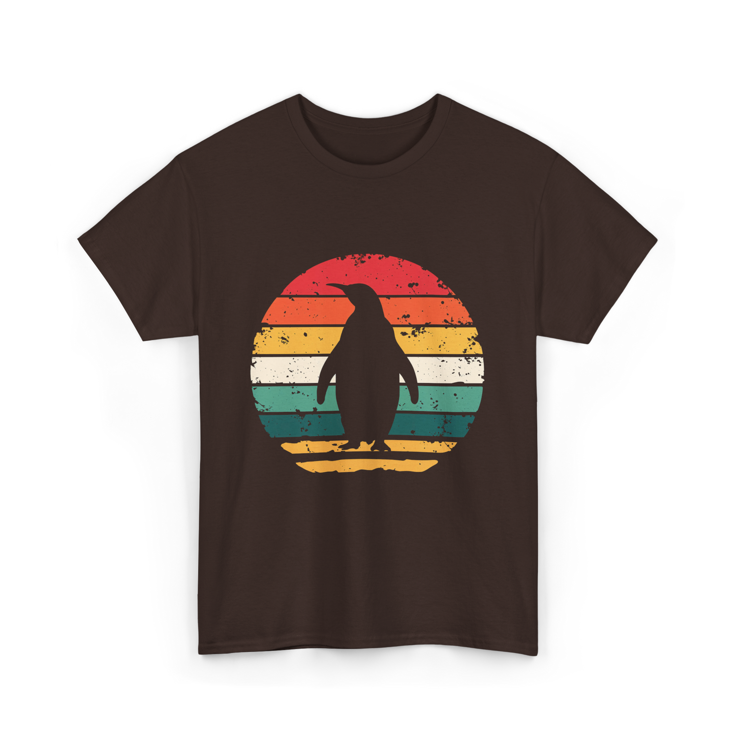 Vintage Penguins Sunset Penguins T-Shirt - Dark Chocolate