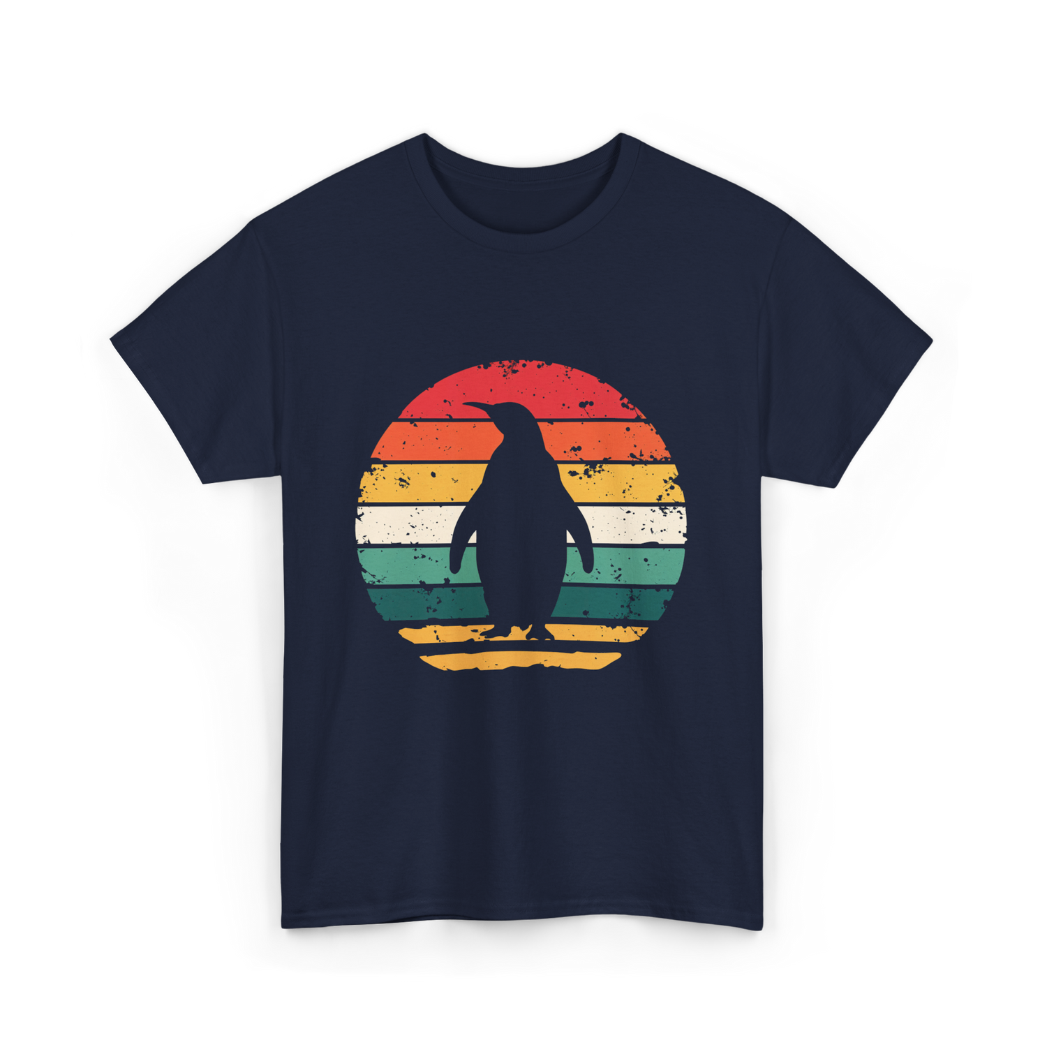 Vintage Penguins Sunset Penguins T-Shirt - Navy