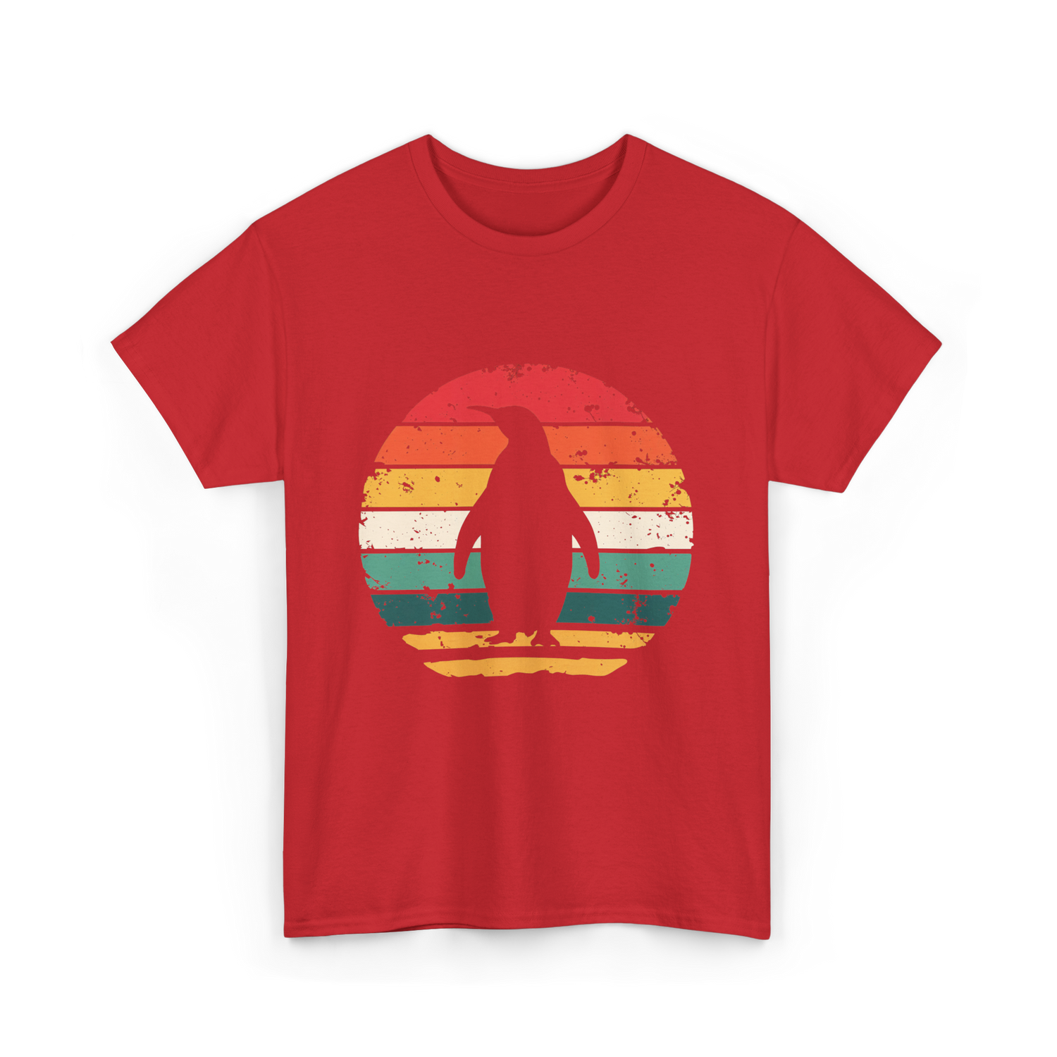 Vintage Penguins Sunset Penguins T-Shirt - Red