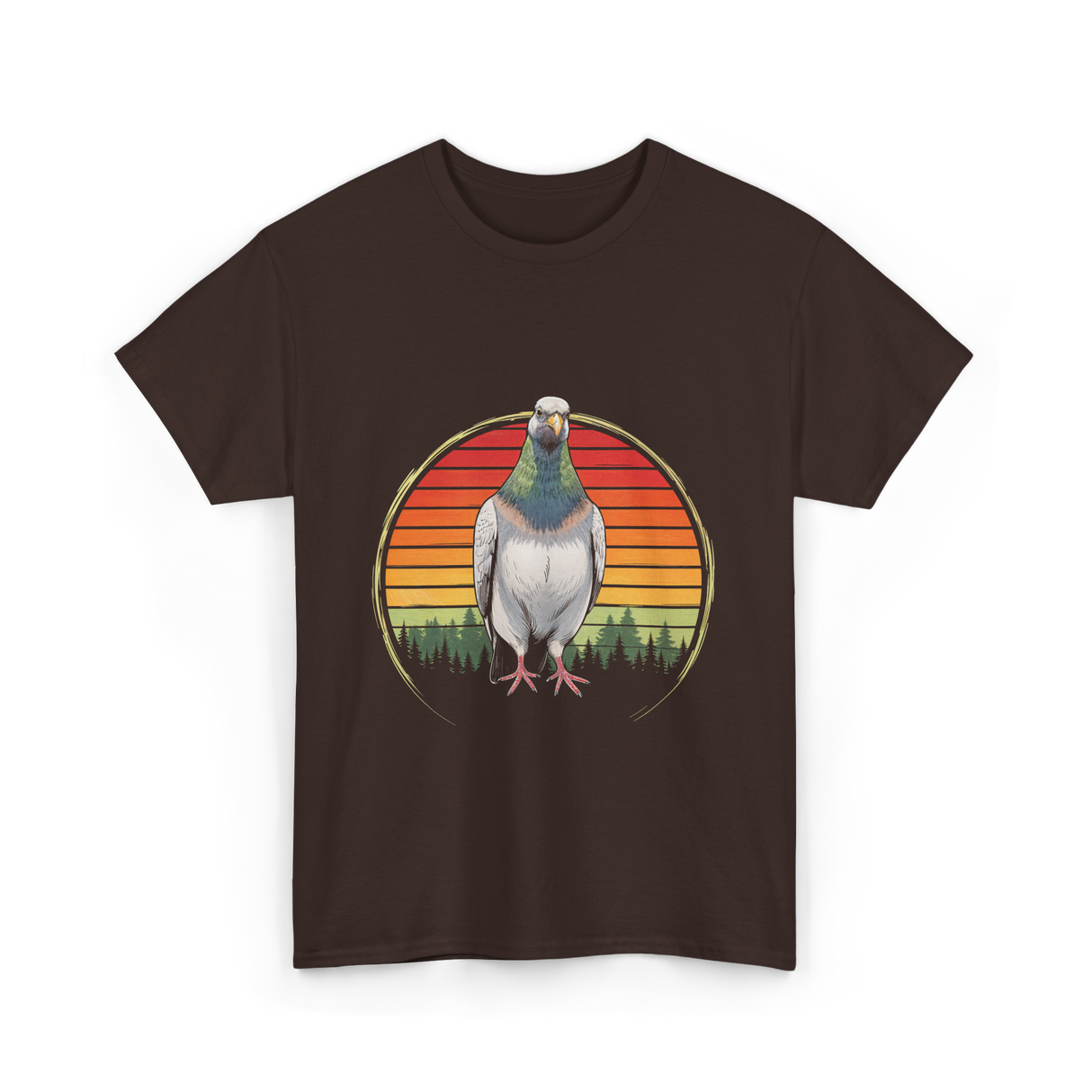 Vintage Pigeons Retro Pigeon T-Shirt - Dark Chocolate