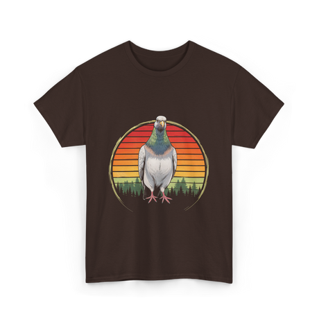 Vintage Pigeons Retro Pigeon T-Shirt - Dark Chocolate