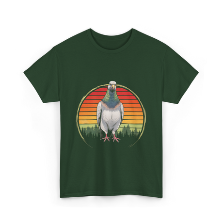 Vintage Pigeons Retro Pigeon T-Shirt - Forest Green