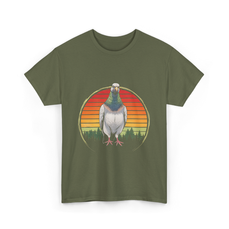 Vintage Pigeons Retro Pigeon T-Shirt - Military Green