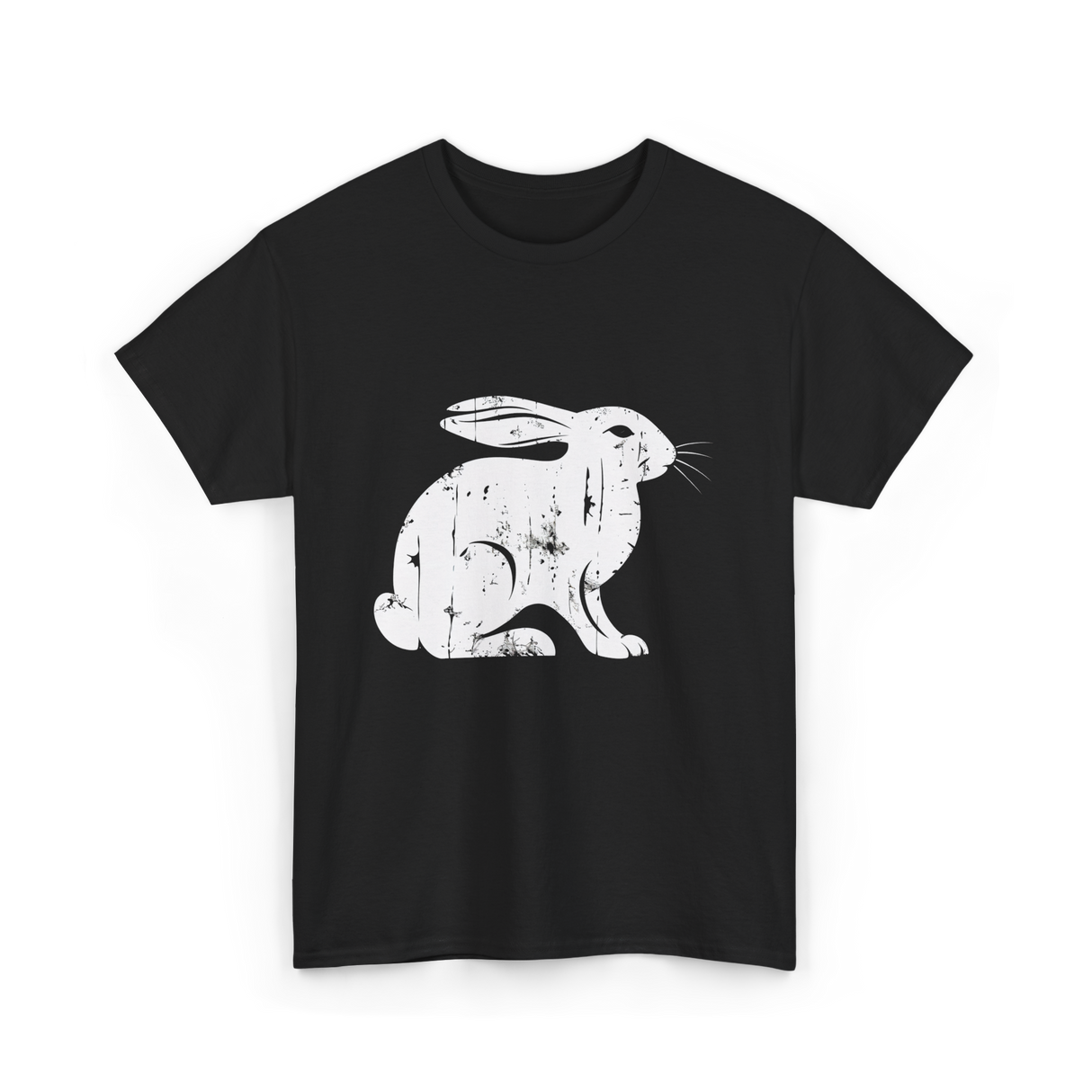 Vintage Rabbit Rabbit Design T-Shirt - Black