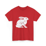 Vintage Rabbit Rabbit Design T-Shirt - Red