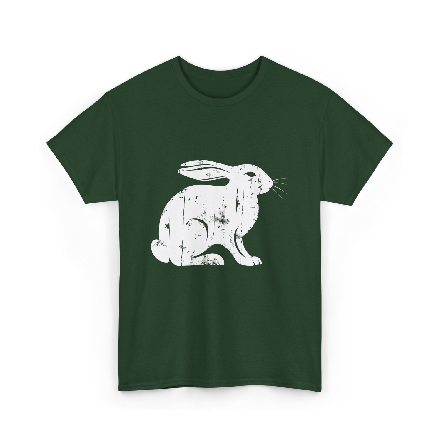Vintage Rabbit Rabbit Design T-Shirt - Forest Green