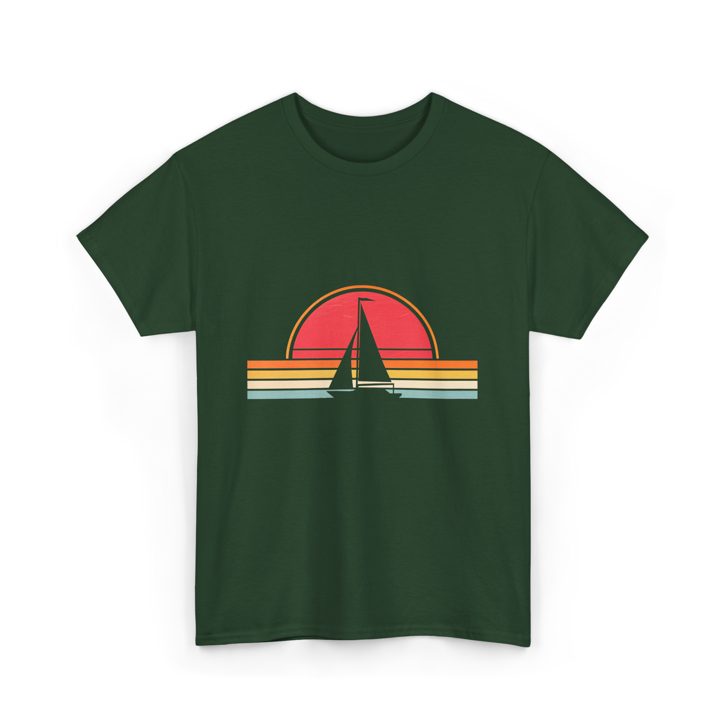 Vintage Sailing Boat Sailing T-Shirt - Forest Green