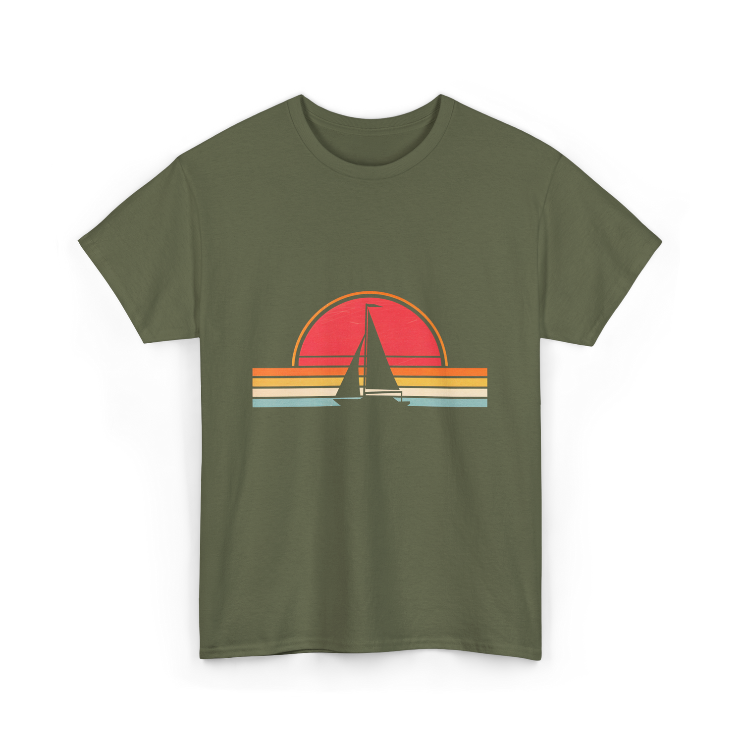 Vintage Sailing Boat Sailing T-Shirt - Military Green