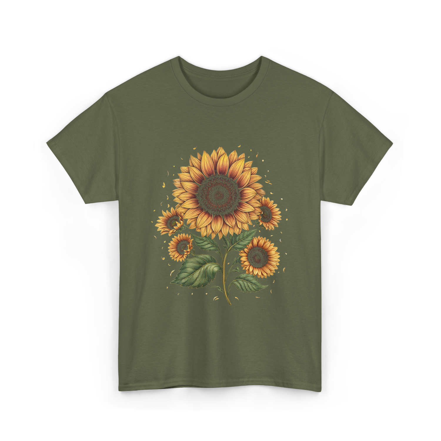 Vintage Sunflower T-Shirt - Military Green