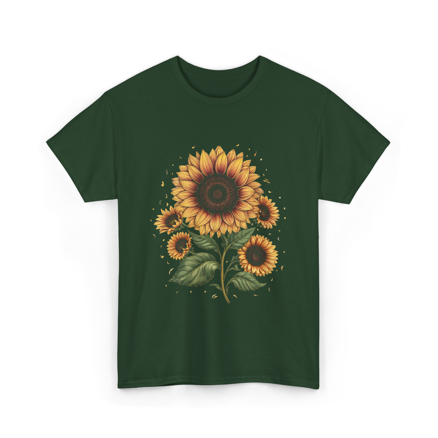 Vintage Sunflower T-Shirt - Forest Green