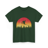 Vintage Sunset Skiing Skiers T-Shirt - Forest Green