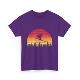 Vintage Sunset Skiing Skiers T-Shirt - Purple
