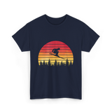 Vintage Sunset Skiing Skiers T-Shirt - Navy