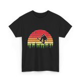 Vintage Sunset Snowboarding Snowboarder T-Shirt - Black