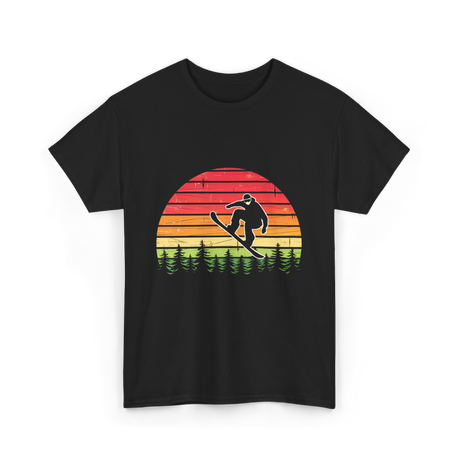 Vintage Sunset Snowboarding Snowboarder T-Shirt - Black