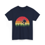 Vintage Sunset Snowboarding Snowboarder T-Shirt - Navy
