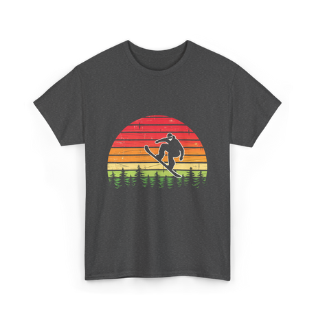 Vintage Sunset Snowboarding Snowboarder T-Shirt - Dark Heather