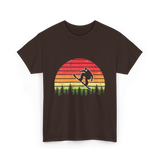 Vintage Sunset Snowboarding Snowboarder T-Shirt - Dark Chocolate