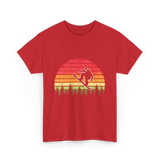 Vintage Sunset Snowboarding Snowboarder T-Shirt - Red
