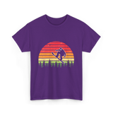 Vintage Sunset Snowboarding Snowboarder T-Shirt - Purple
