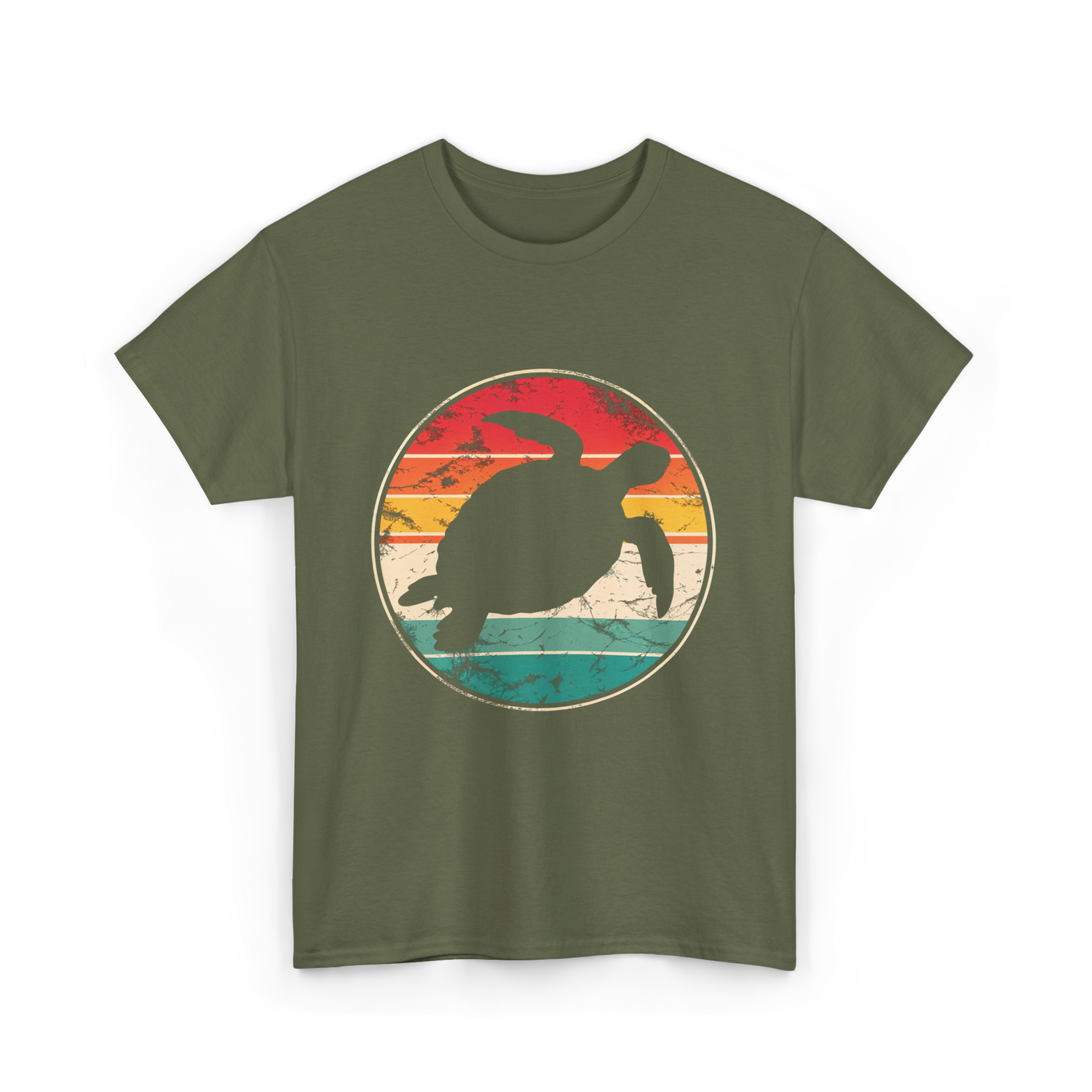 Vintage Turtle Marine Biologist T-Shirt - Military Green