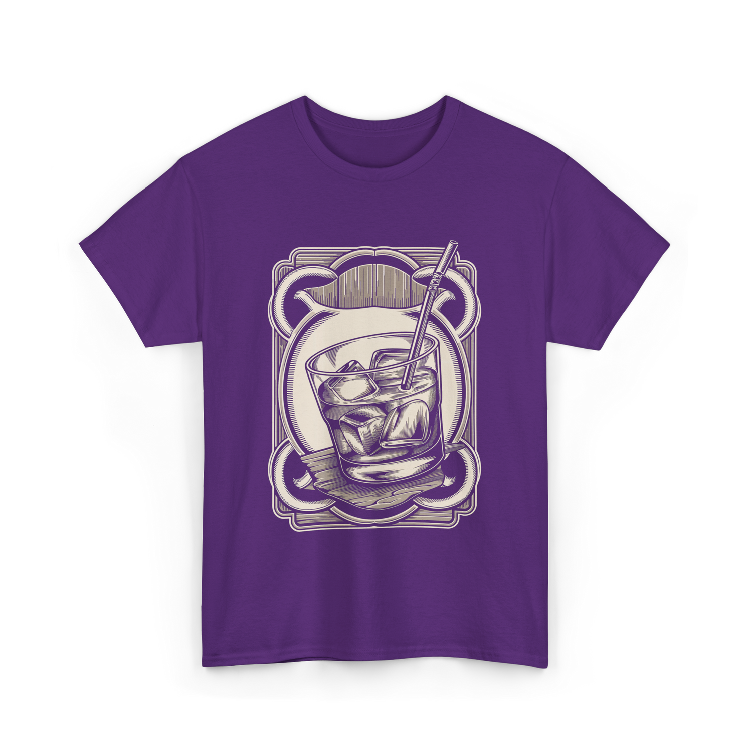 Vintage Whiskey Glass Drink T-Shirt - Purple