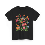 Vintage Wild Botanical Flowers Gardening T-Shirt - Black