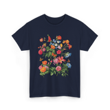 Vintage Wild Botanical Flowers Gardening T-Shirt - Navy